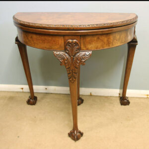 Antique Burr Walnut Console Card Side Table
