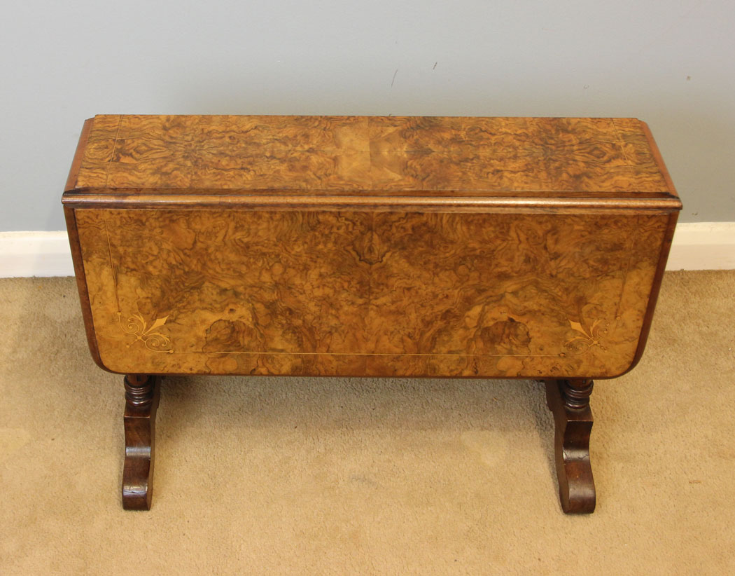 12500r1 Antique Low Burr Walnut Occasional Sutherland Table, - Copy Antique Low Burr Walnut Occasional Sutherland Table