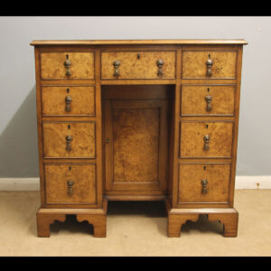 Antique Burr Walnut Georgian Style Kneehole Desk Dressing Table