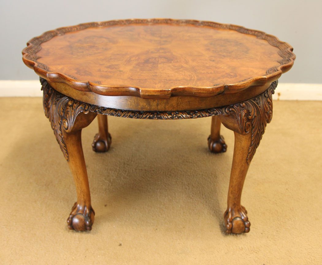 12505r2 Antique Burr Walnut Low Coffee Table, Low Burr Walnut Coffee Table,