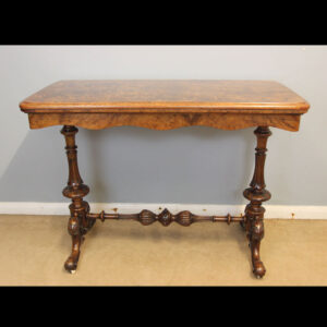 Antique Victorian Burr Walnut Side Card Console Table