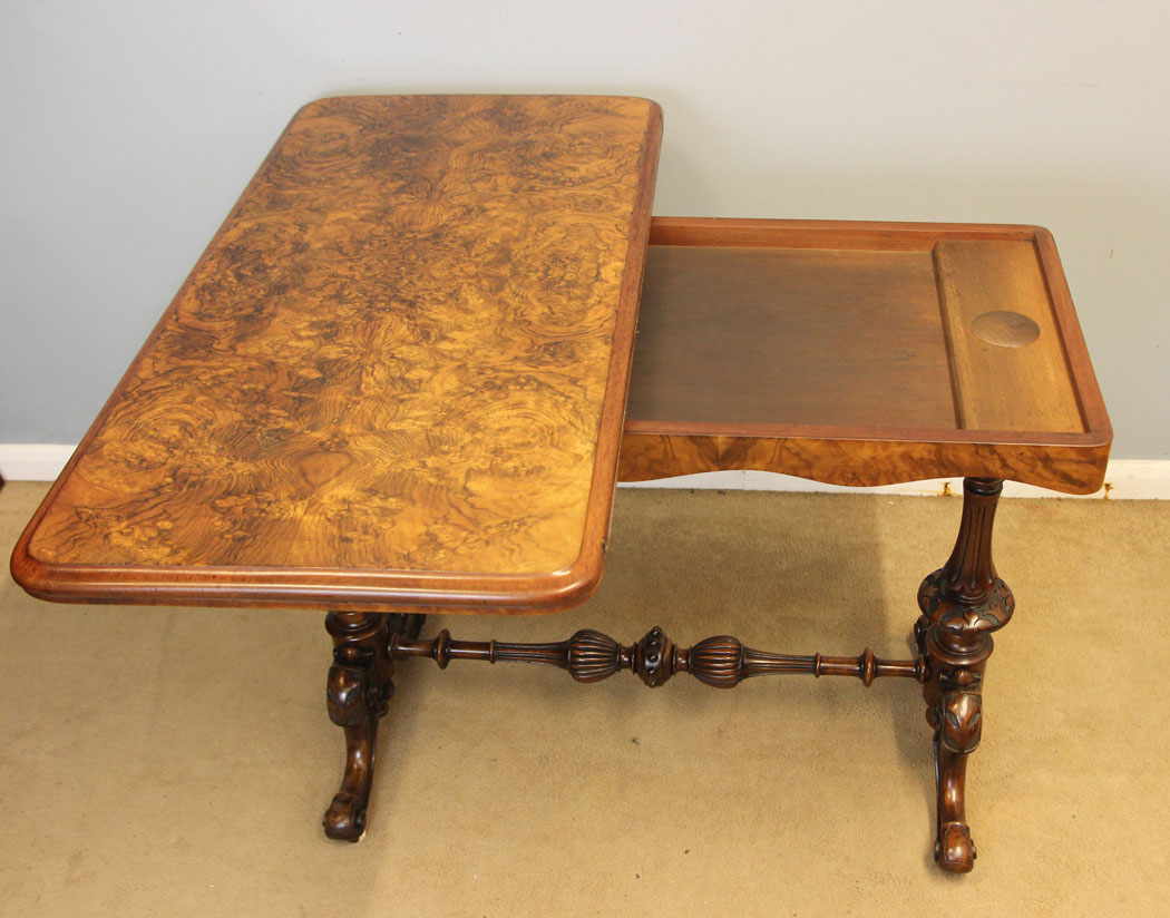12506r6 Antique Victorian Burr Walnut Side Games Table, Antique Victorian Burr Walnut Side Card Table,