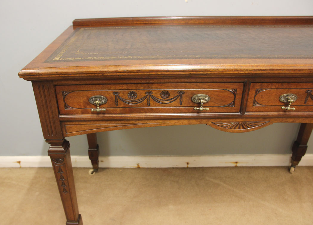 12509r11 Antique Walnut Writing Table Desk, Antique Walnut Writing Table Desk