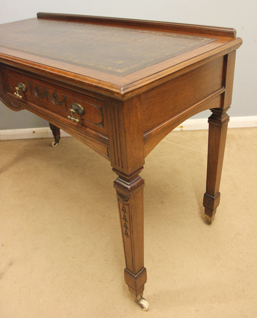 12509r12 Antique Walnut Writing Table Desk, Antique Walnut Writing Table Desk