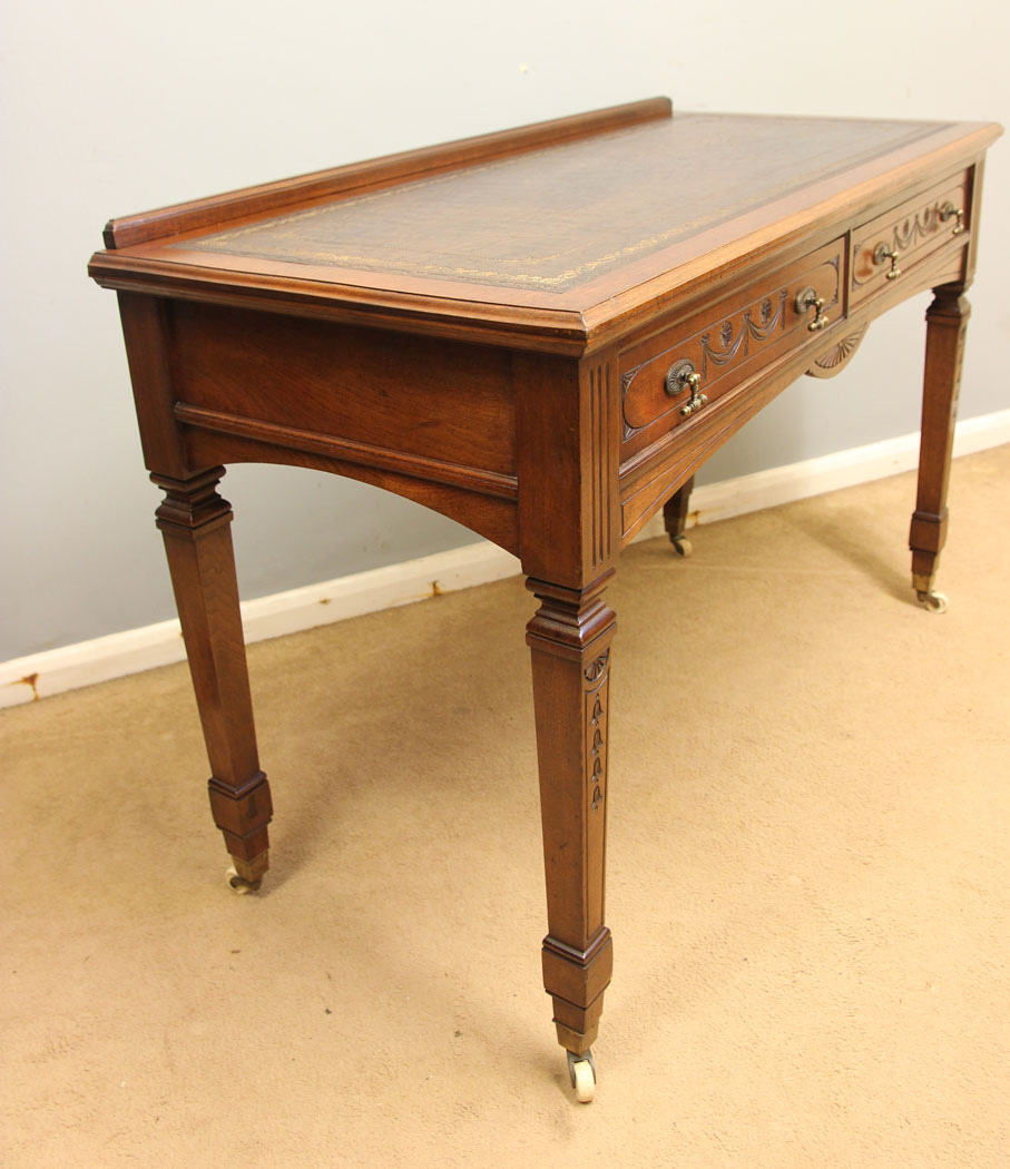 12509r3 Antique Walnut Writing Table Desk, Antique Walnut Writing Table Desk