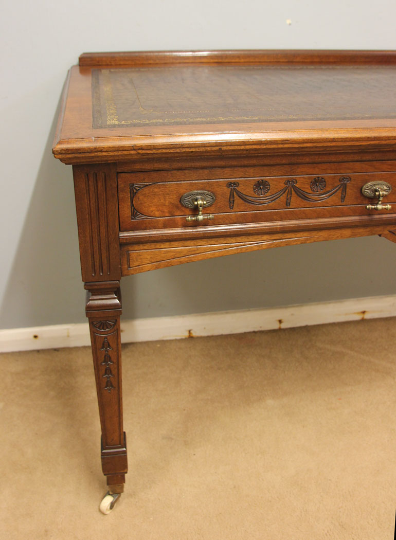 12509r4 Antique Walnut Writing Table Desk, Antique Walnut Writing Table Desk