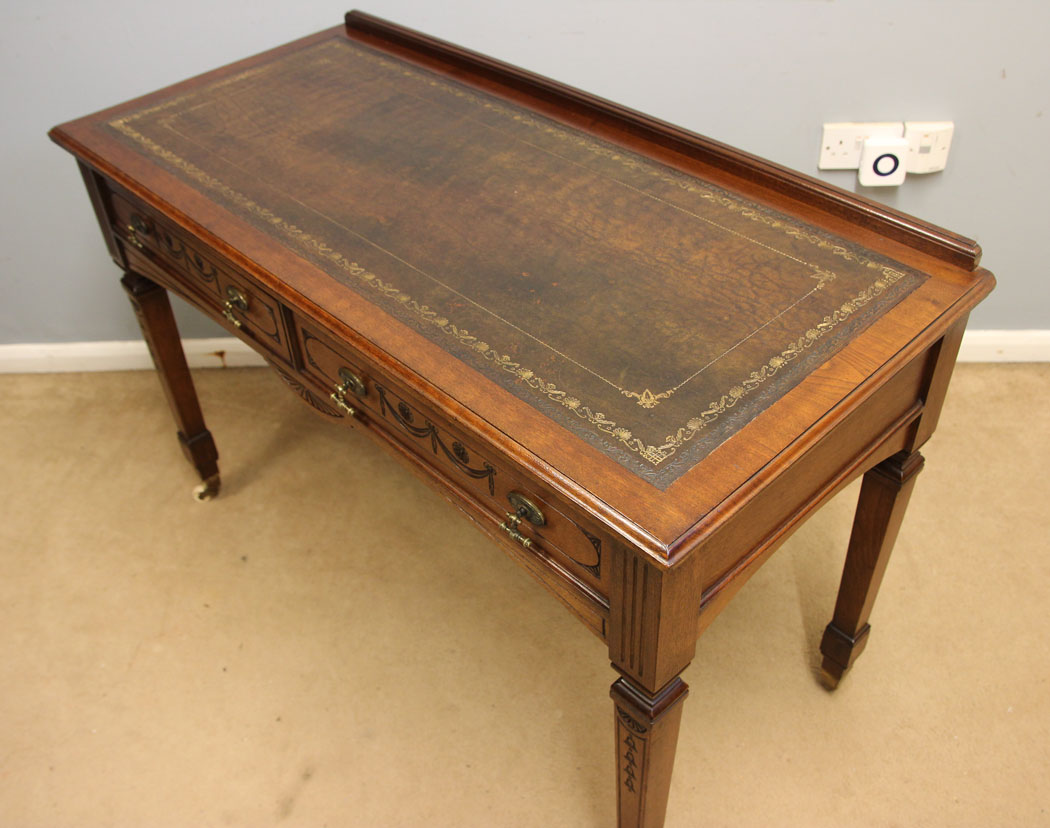 12509r5 Antique Walnut Writing Table Desk, Antique Walnut Writing Table Desk