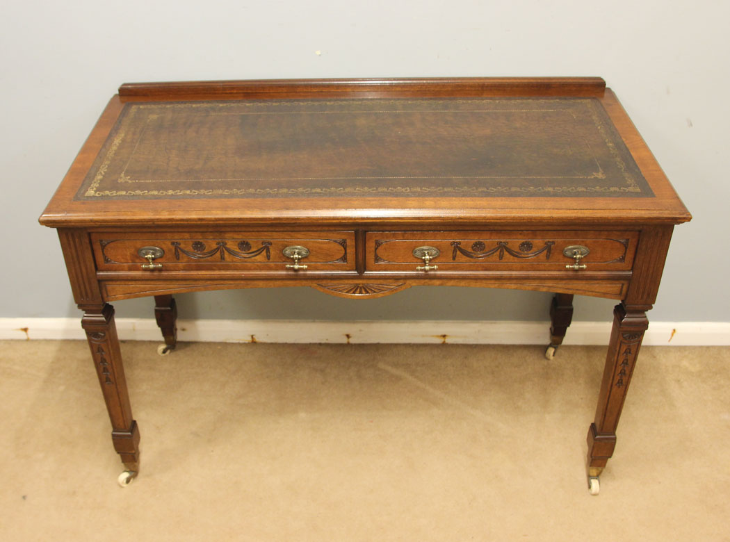 12509r8 Antique Walnut Writing Table Desk, Antique Walnut Writing Table Desk