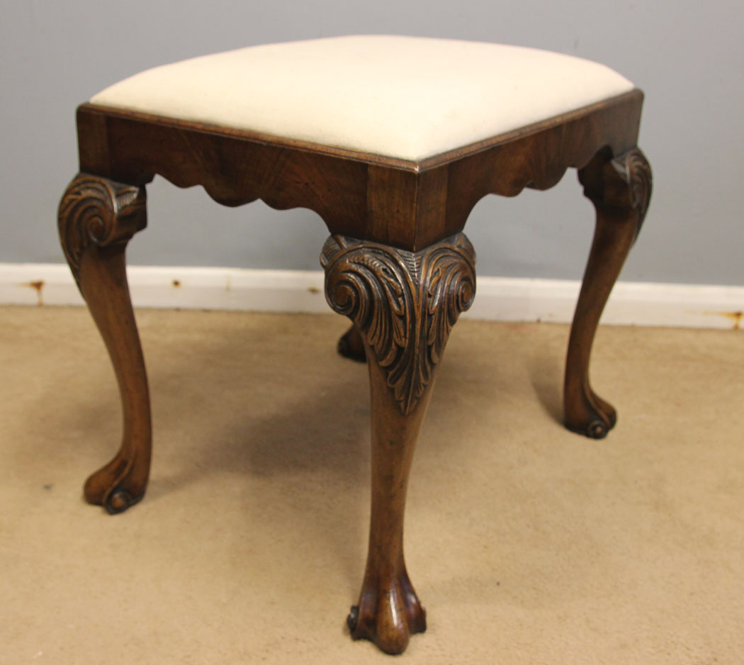 12515r2 Antique Walnut Dressing Table Stool, Antique Walnut Dressing Table Stool