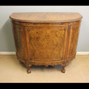 Antique Burr Walnut Cabinet Demi Lune Sideboard
