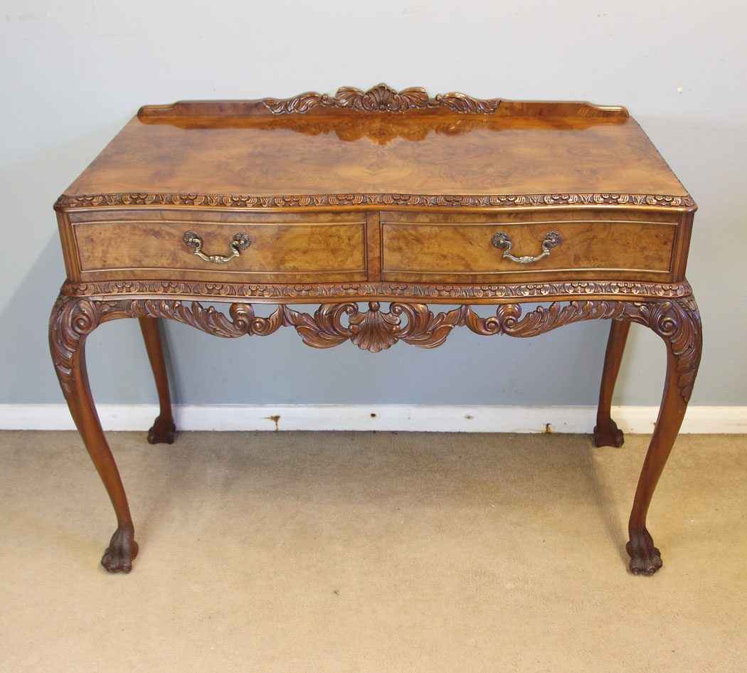 12518r10 Antique Walnut Two Drawer Serving Side Table, Antique Walnut Two Drawer Serving Side Table