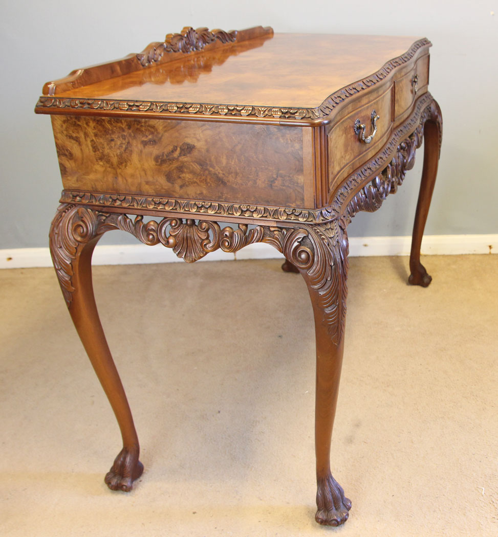 12518r11 Antique Walnut Two Drawer Serving Side Table, Antique Walnut Two Drawer Serving Side Table