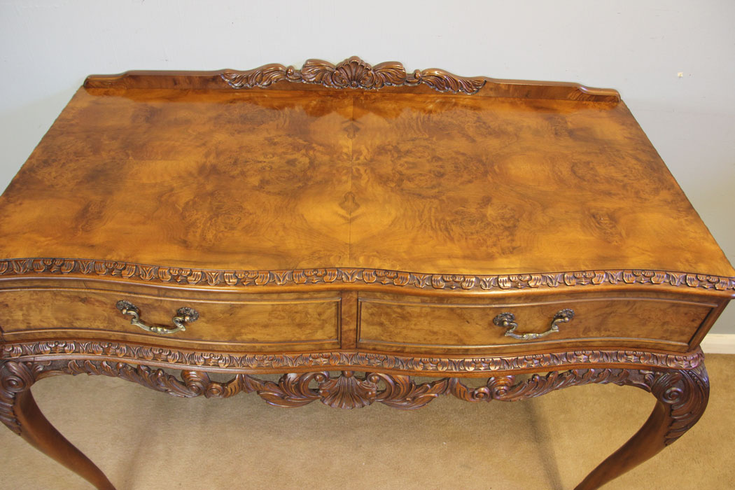12518r2 Antique Walnut Two Drawer Serving Side Table, Antique Walnut Two Drawer Serving Side Table