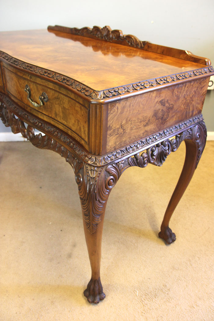 12518r4 Antique Walnut Two Drawer Serving Side Table, Antique Walnut Two Drawer Serving Side Table