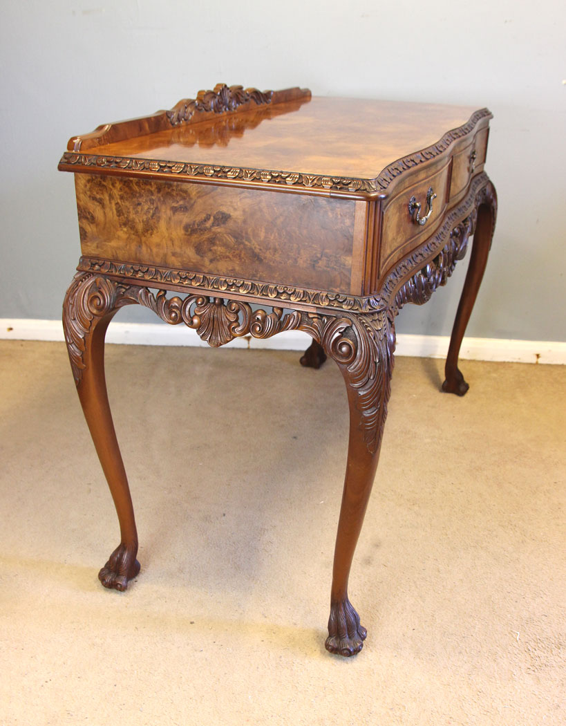 12518r7 Antique Walnut Two Drawer Serving Side Table, Antique Walnut Two Drawer Serving Side Table
