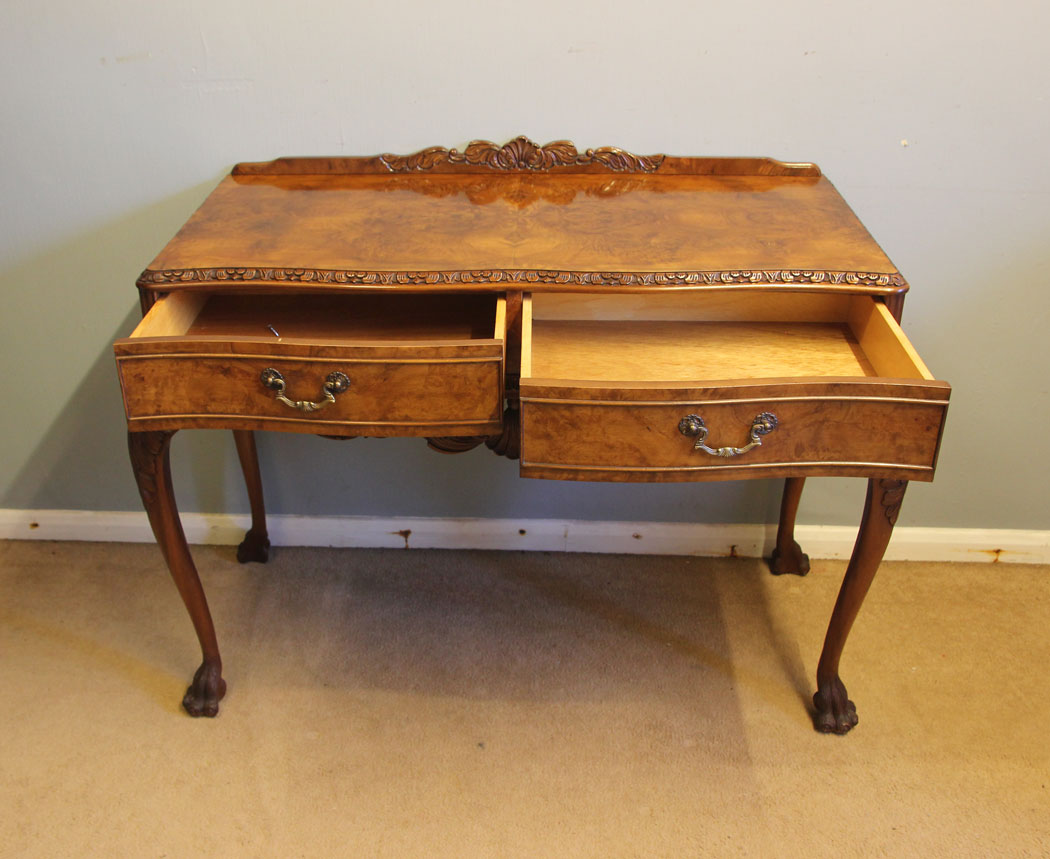 12518r8 Antique Walnut Two Drawer Serving Side Table, Antique Walnut Two Drawer Serving Side Table