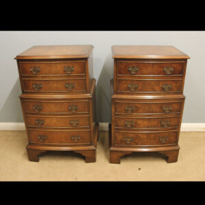 Pair Walnut Bedside Cabinets / Chest of Drawers