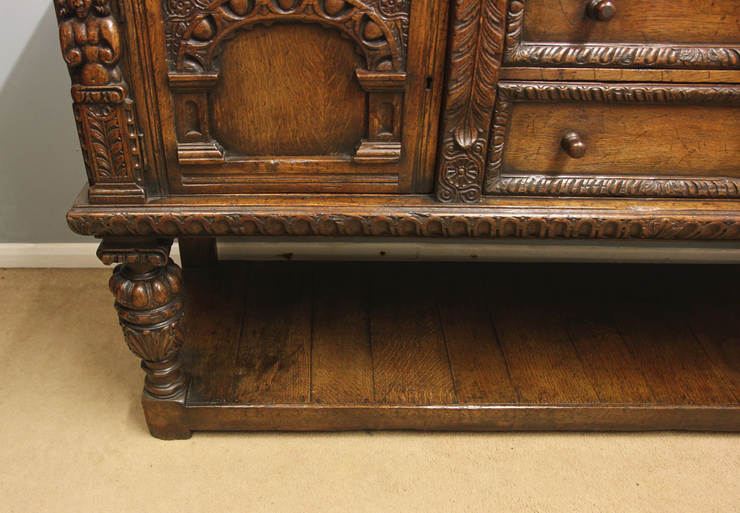 12526r12 Antique Carved Oak Sideboard Dresser Base, Antique Carved Oak Sideboard Dresser Base.