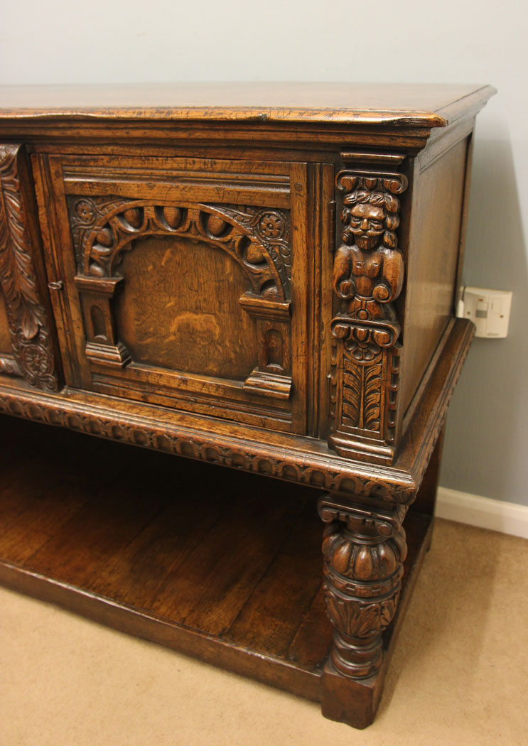12526r4 Antique Carved Oak Sideboard Dresser Base, Antique Carved Oak Sideboard Dresser Base.