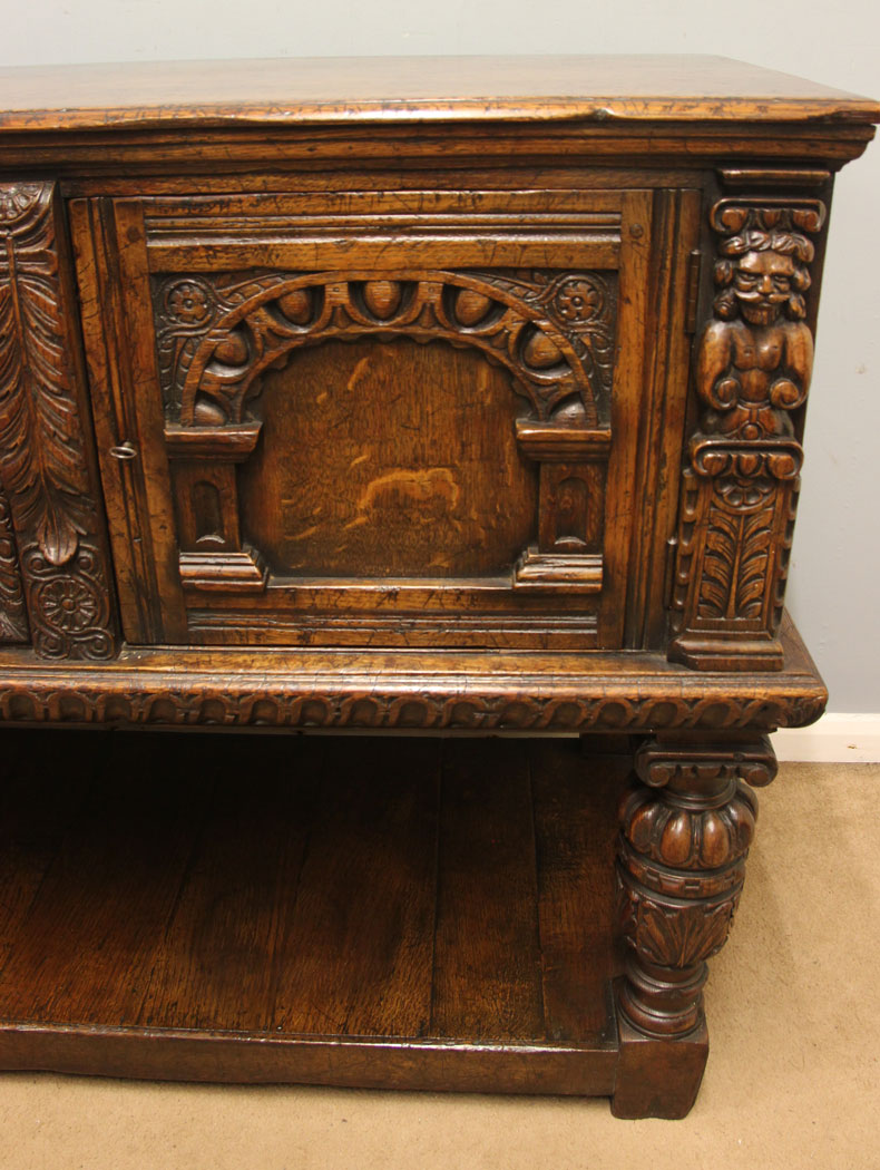 12526r6 Antique Carved Oak Sideboard Dresser Base, Antique Carved Oak Sideboard Dresser Base.