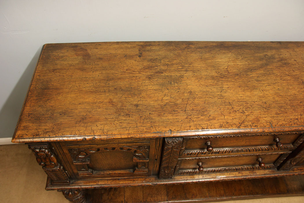 12526r9 Antique Carved Oak Sideboard Dresser Base, Antique Carved Oak Sideboard Dresser Base.