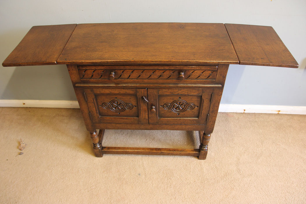 12536r05 Antique Oak Drop Leaf Side Cabinet, Antique Oak Side Cabinet