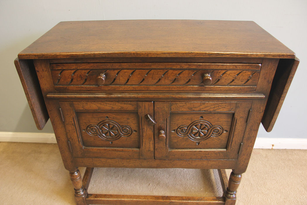 12536r10 Antique Oak Drop Leaf Hall Lamp Side Table, Antique Oak Side Cabinet