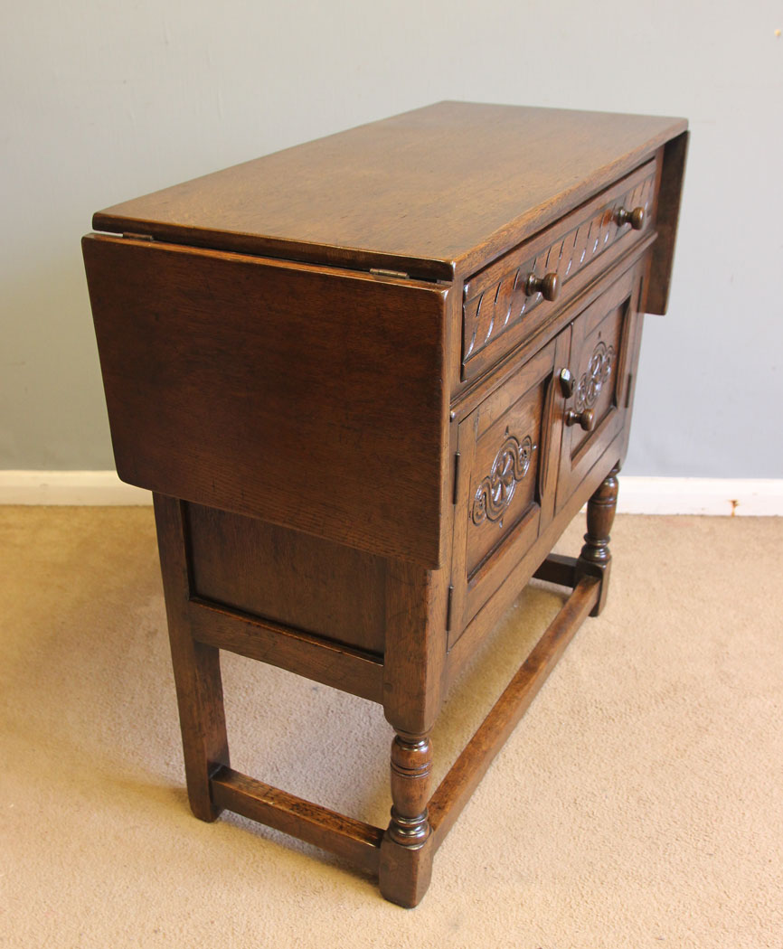 12536r2 Antique Oak Drop Leaf Side Cabinet, Antique Oak Side Cabinet