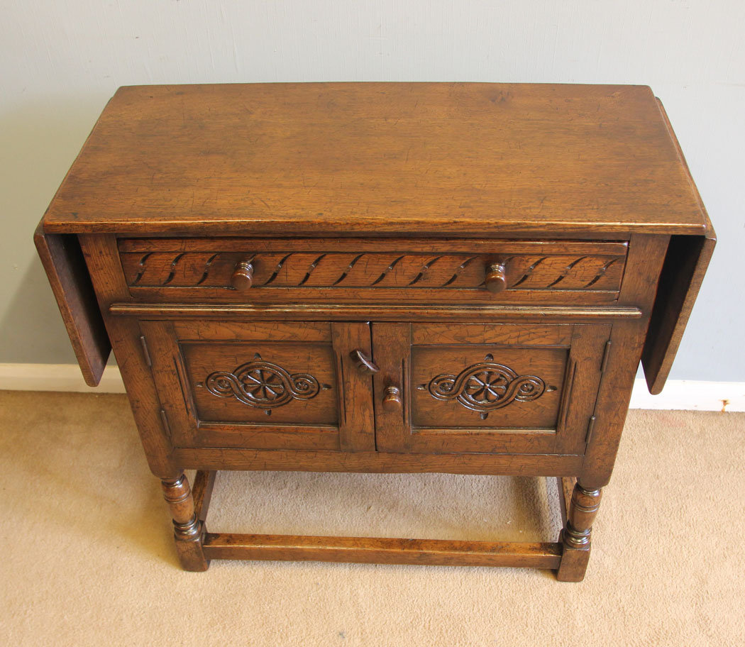 12536r4 Antique Oak Drop Leaf Side Cabinet, Antique Oak Side Cabinet