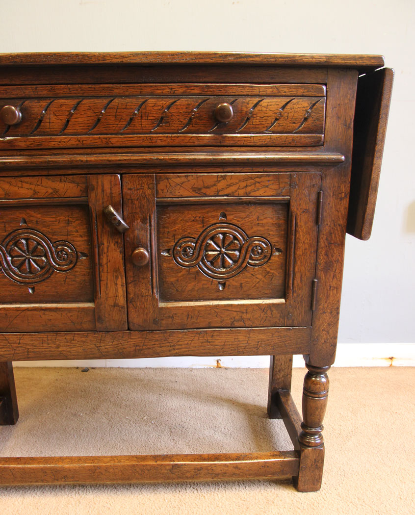 12536r6 Antique Oak Drop Leaf Side Cabinet, Antique Oak Side Cabinet