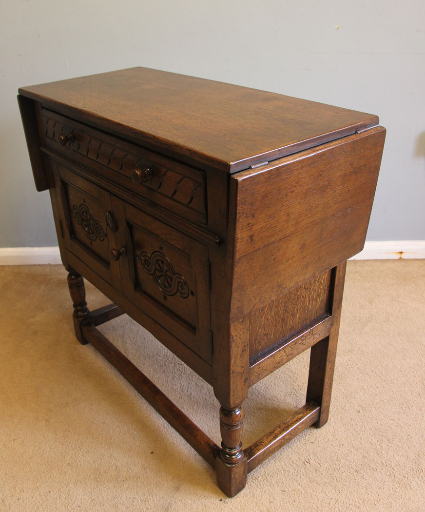 12536r7 Antique Oak Drop Leaf Side Cabinet, Antique Oak Side Cabinet