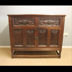 Antique Carved Oak Side Cabinet / Dresser