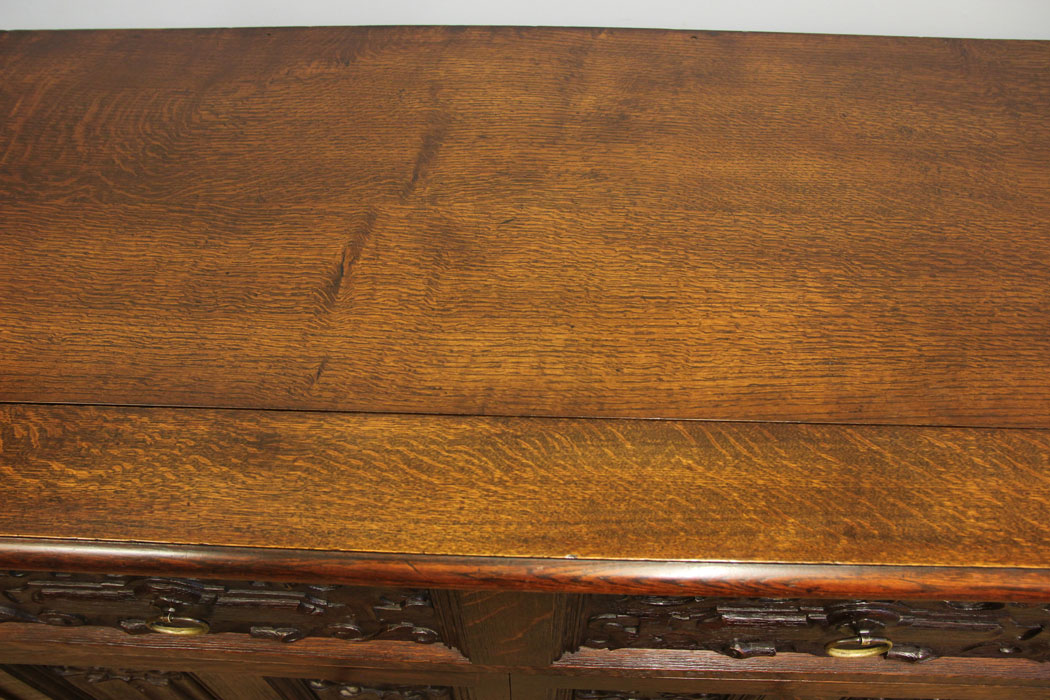 12542r12 Antique Carved Oak Side Cabinet Dresser, Antique Carved Oak Side Cabinet / Dresser
