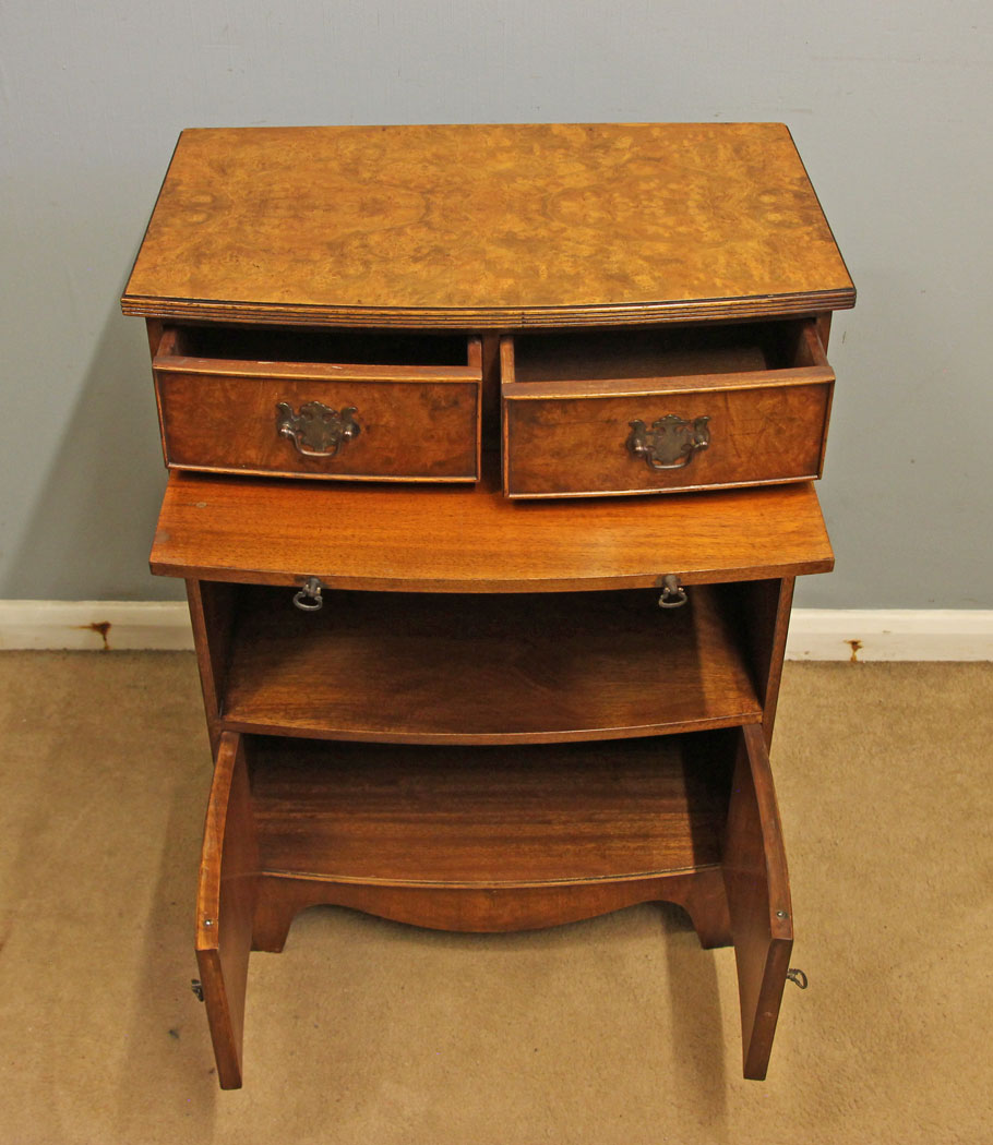 12570r13 Pair Antique Burr Walnut Bedside Cabinets, Pair Antique Burr Walnut Bedside Cabinets