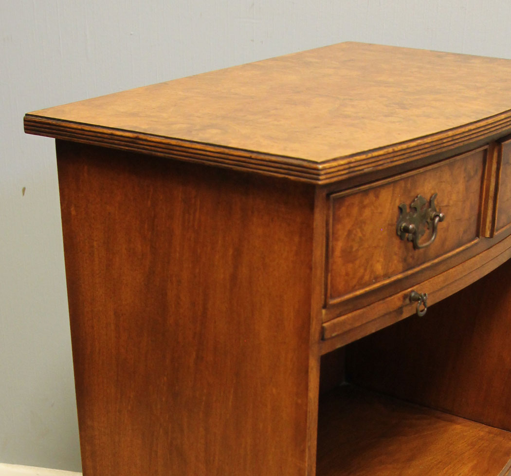 12570r17 Pair Antique Burr Walnut Bedside Cabinets, Pair Antique Burr Walnut Bedside Cabinets