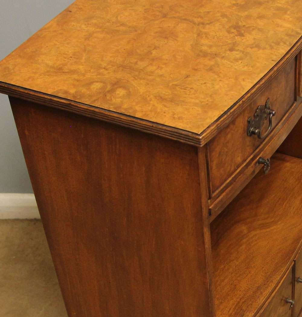 12570r18 Pair Antique Burr Walnut Bedside Cabinets, Pair Antique Burr Walnut Bedside Cabinets