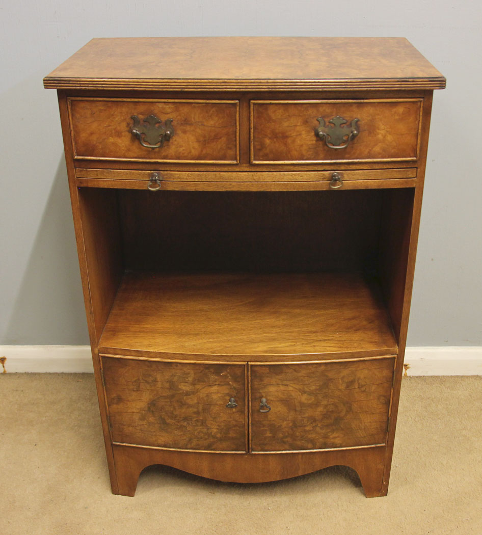 12570r3 Pair Antique Burr Walnut Bedside Cabinets, Pair Antique Burr Walnut Bedside Cabinets