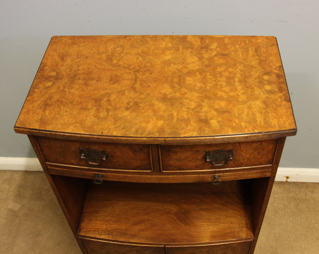 12570r5 Pair Antique Burr Walnut Bedside Cabinets, Pair Antique Burr Walnut Bedside Cabinets