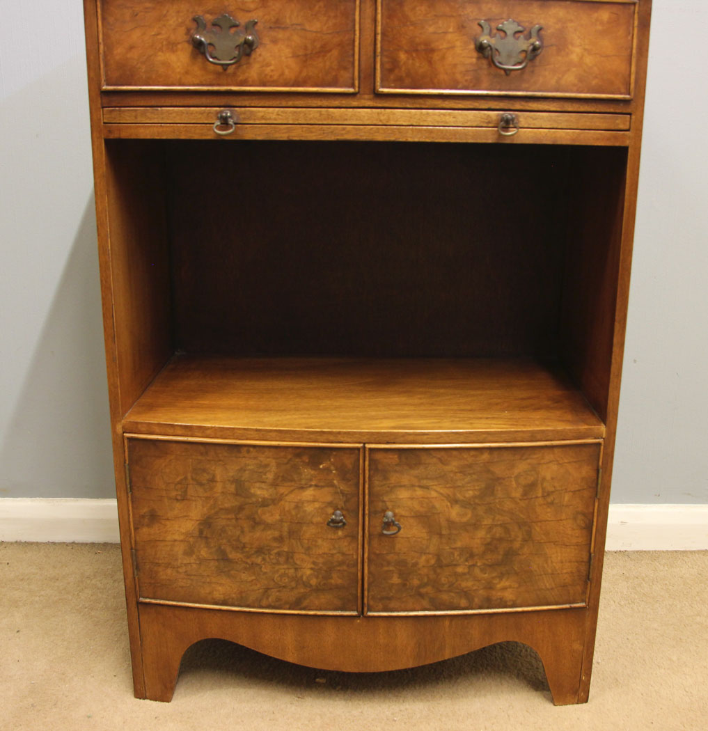 12570r6 Pair Antique Burr Walnut Bedside Cabinets, Pair Antique Burr Walnut Bedside Cabinets