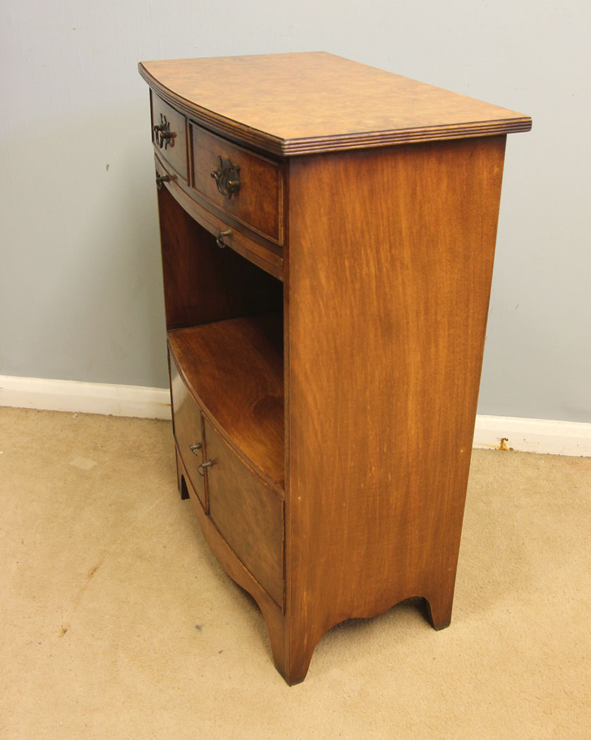 12570r7 Pair Antique Burr Walnut Bedside Cabinets, Pair Antique Burr Walnut Bedside Cabinets