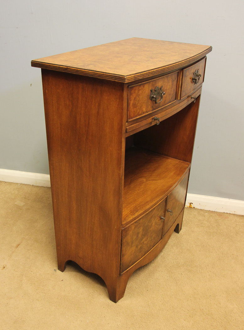 12570r9 Pair Antique Burr Walnut Bedside Cabinets, Pair Antique Burr Walnut Bedside Cabinets