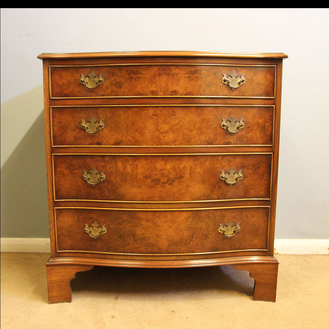 12572r01 Antique Burr Walnut Serpentine Chest of Drawers Burr Walnut Serpentine Chest of Drawers