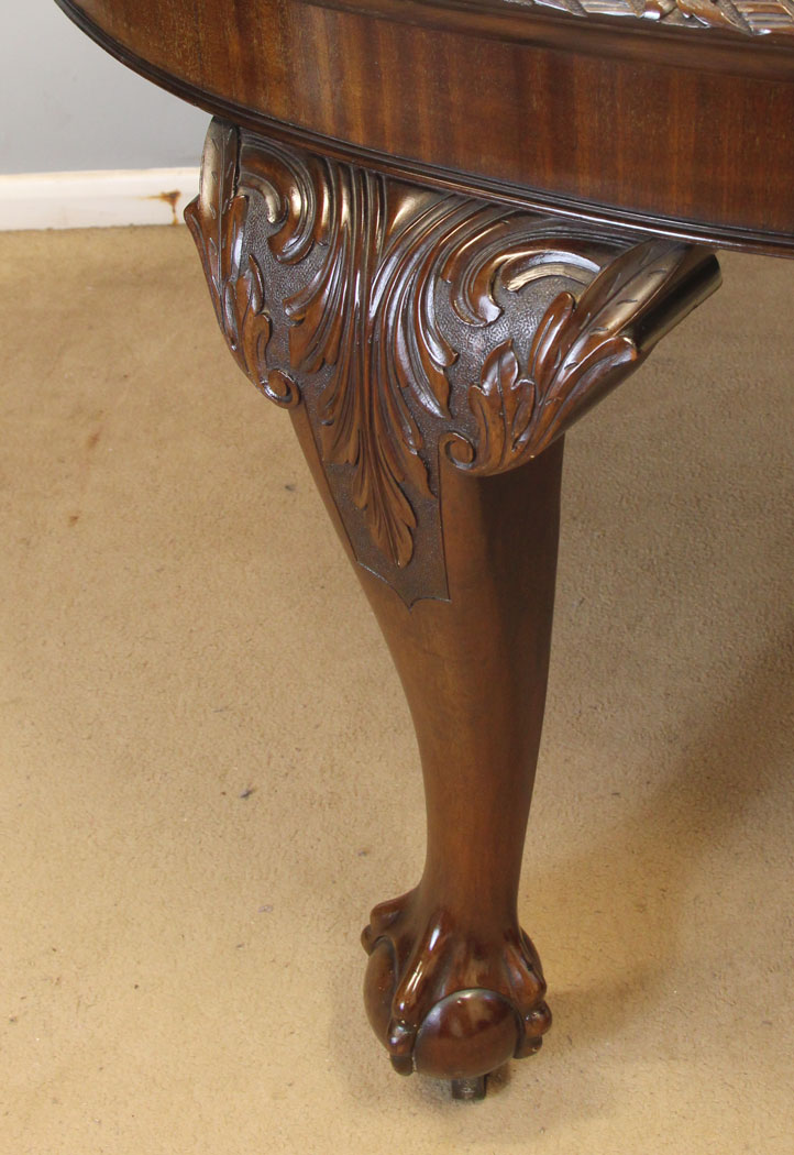 12584r10 Antique Mahogany Chippendale style Extending Dining Table, Antique Mahogany Two Leaf Extending Dining Table