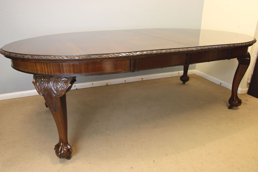 12584r14 Antique Mahogany Extending Dining Table, Antique Mahogany Two Leaf Extending Dining Table