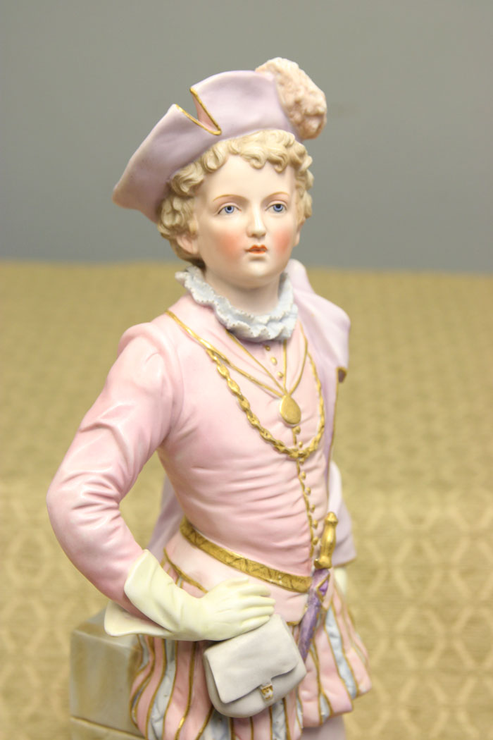 12585r4 Fine Pair Large Antique Bisque Figurines, Fine Pair Large Antique Bisque Figurines