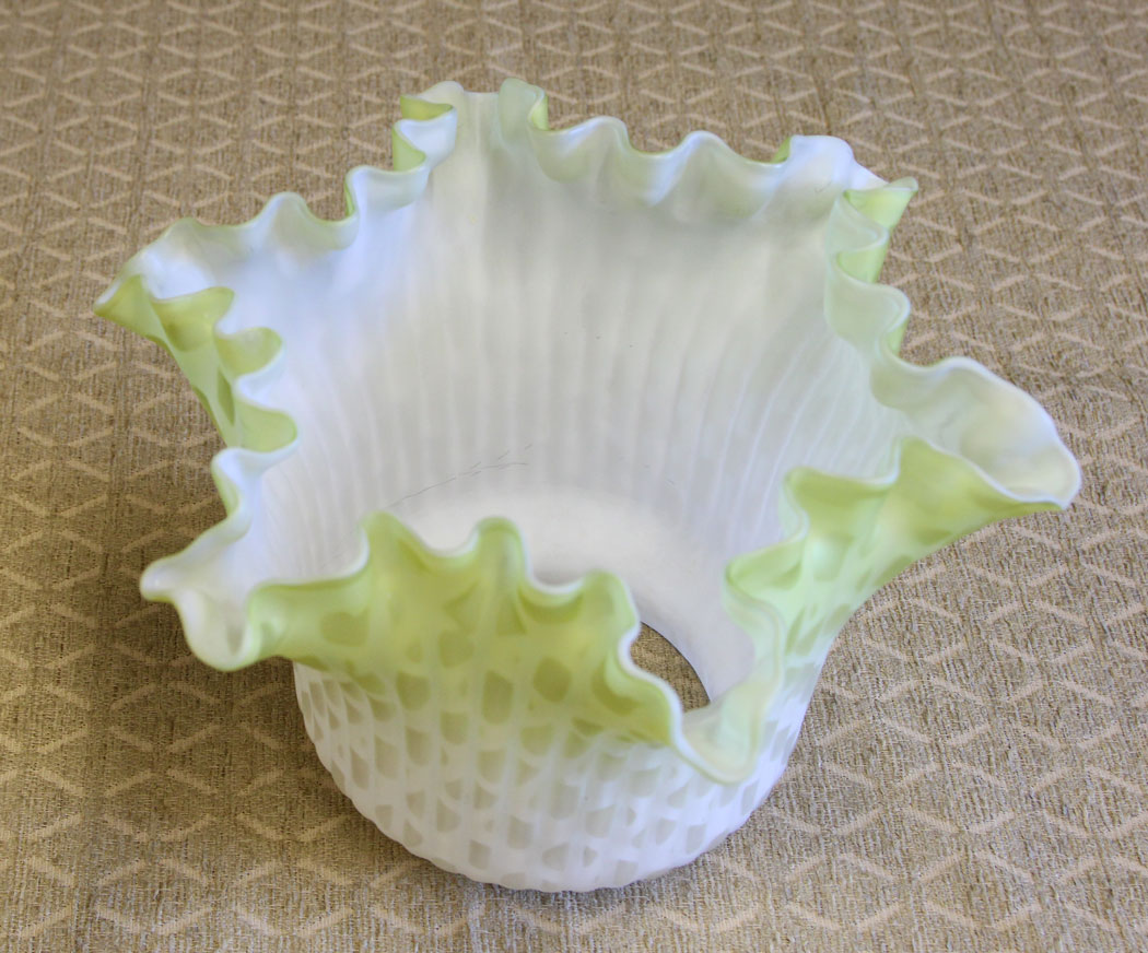 12587r4 Antique Satin Glass Oil Lamp Shade, Antique Satin Glass Oil Lamp Shade