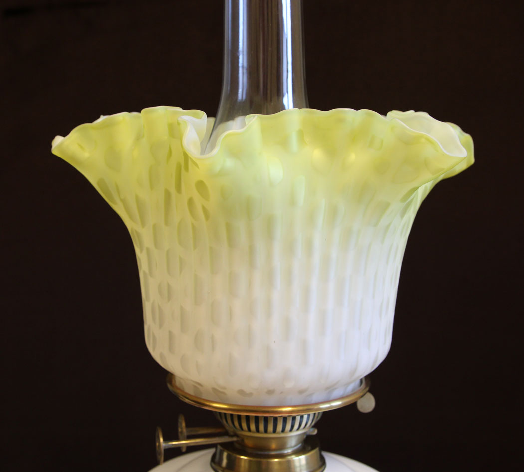 12587r7 Antique Satin Glass Oil Lamp Shade, Antique Satin Glass Oil Lamp Shade